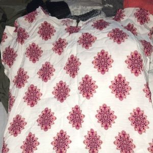 White Pink Patterned Shirt XS